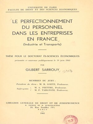 cover image of Le perfectionnement du personnel dans les entreprises en France